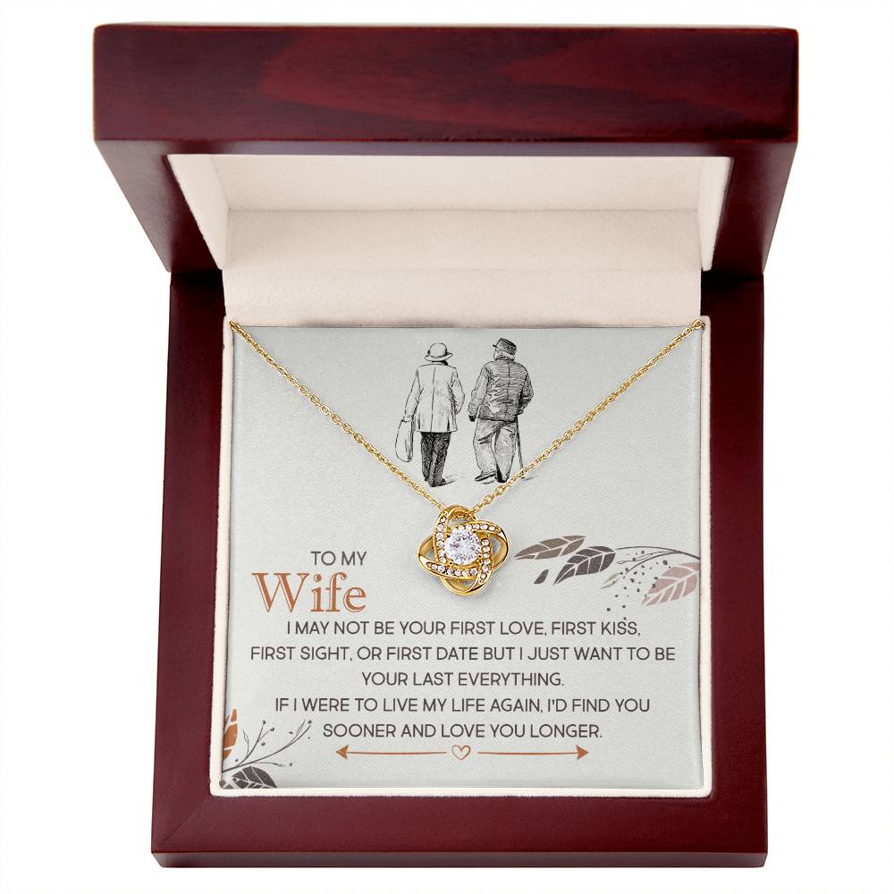 To My Wife, I Just Want To Be Your Last Everything - Love knot Necklace-Jewelry-14K White Gold Finish-Standard Box-5-Chic Pop