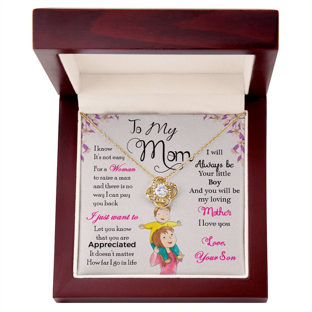 To My Mom, I Will Always Be Your Little Boy - Love knot Necklace-Jewelry-14K White Gold Finish-Standard Box-5-Chic Pop