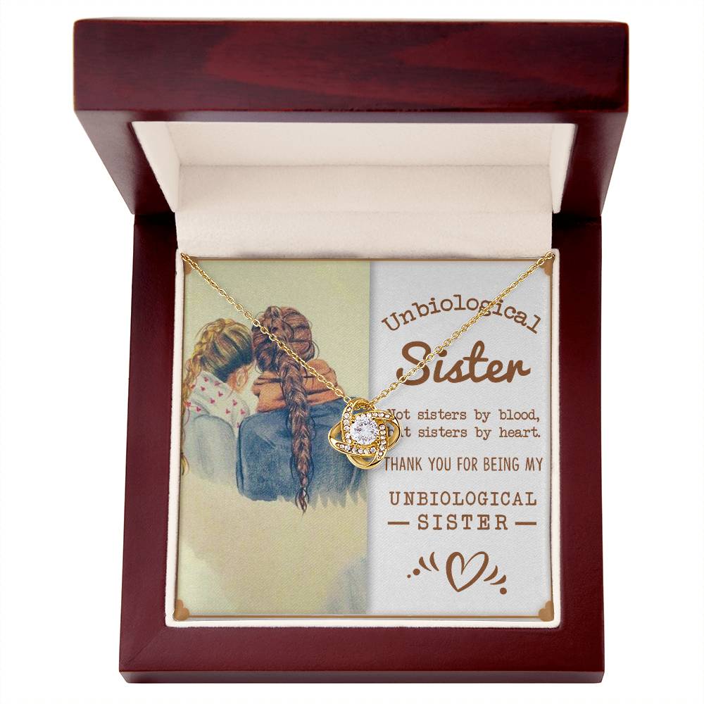 To My Unbiological Sister, Sisters By Heart - Love knot Necklace-Jewelry-14K White Gold Finish-Standard Box-5-Chic Pop