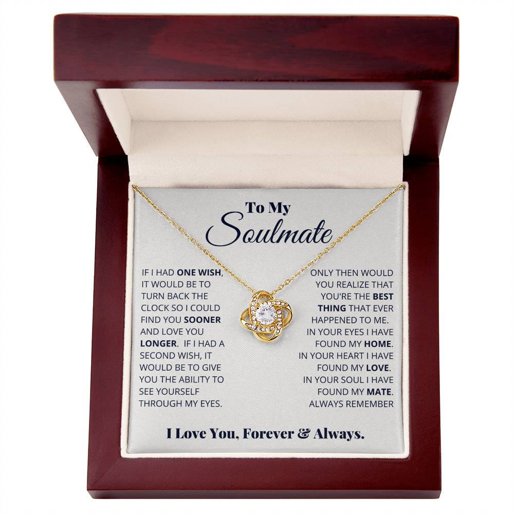 To My Soulmate, I Love You, Forever & Always - Love knot Necklace-Jewelry-14K White Gold Finish-Standard Box-5-Chic Pop