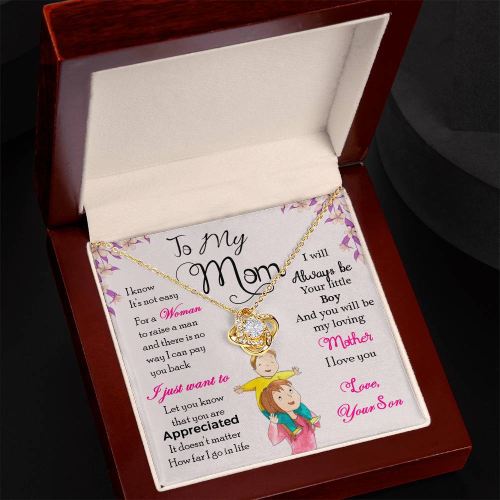 To My Mom, I Will Always Be Your Little Boy - Love knot Necklace-Jewelry-18K Yellow Gold Finish-Luxury Box-6-Chic Pop