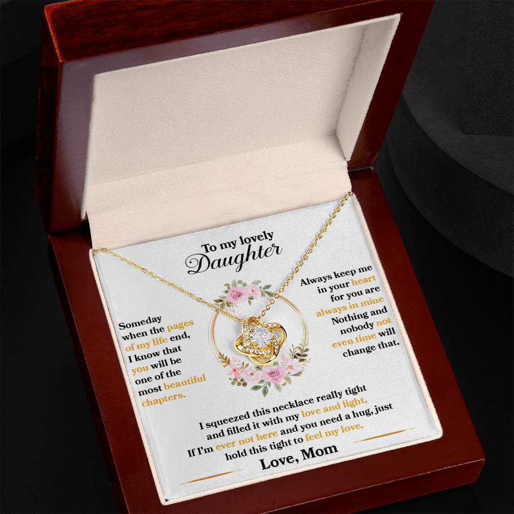 To My Lovely Daughter, Hold This Tight To Feel My Love - Love knot Necklace-Jewelry-18K Yellow Gold Finish-Luxury Box-6-Chic Pop