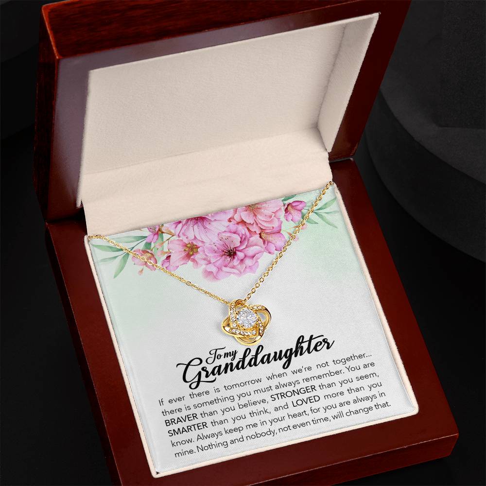 To My Granddaughter, Always Keep Me In Your Heart, - Love knot Necklace-Jewelry-18K Yellow Gold Finish-Luxury Box-6-Chic Pop