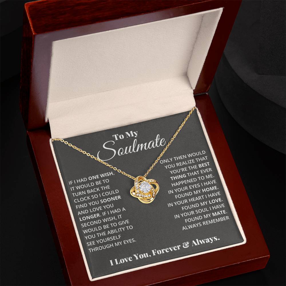 To My Soulmate, In Your Heart I Found My Love - Love knot Necklace-Jewelry-18K Yellow Gold Finish-Luxury Box-6-Chic Pop