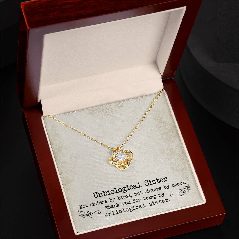 To My Unbiological Sister, Sister By Heart - Love knot Necklace-Jewelry-18K Yellow Gold Finish-Luxury Box-6-Chic Pop