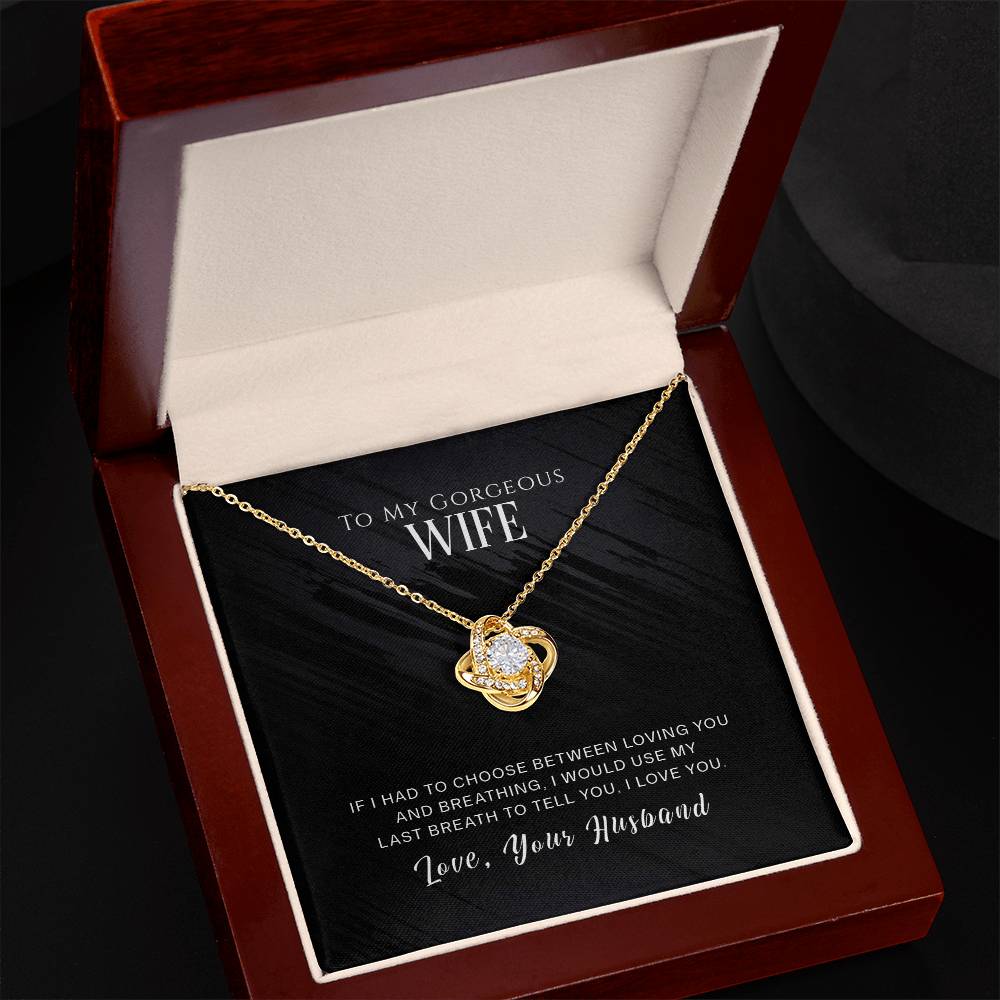 To My Wife, I Love You - Love knot Necklace-Jewelry-18K Yellow Gold Finish-Luxury Box-6-Chic Pop