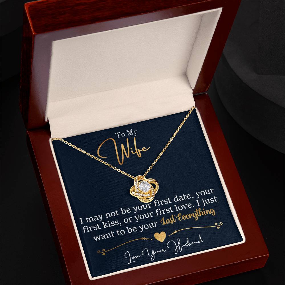 To My Wife, I Want To Be Your Everything - Love knot Necklace-Jewelry-18K Yellow Gold Finish-Luxury Box-6-Chic Pop