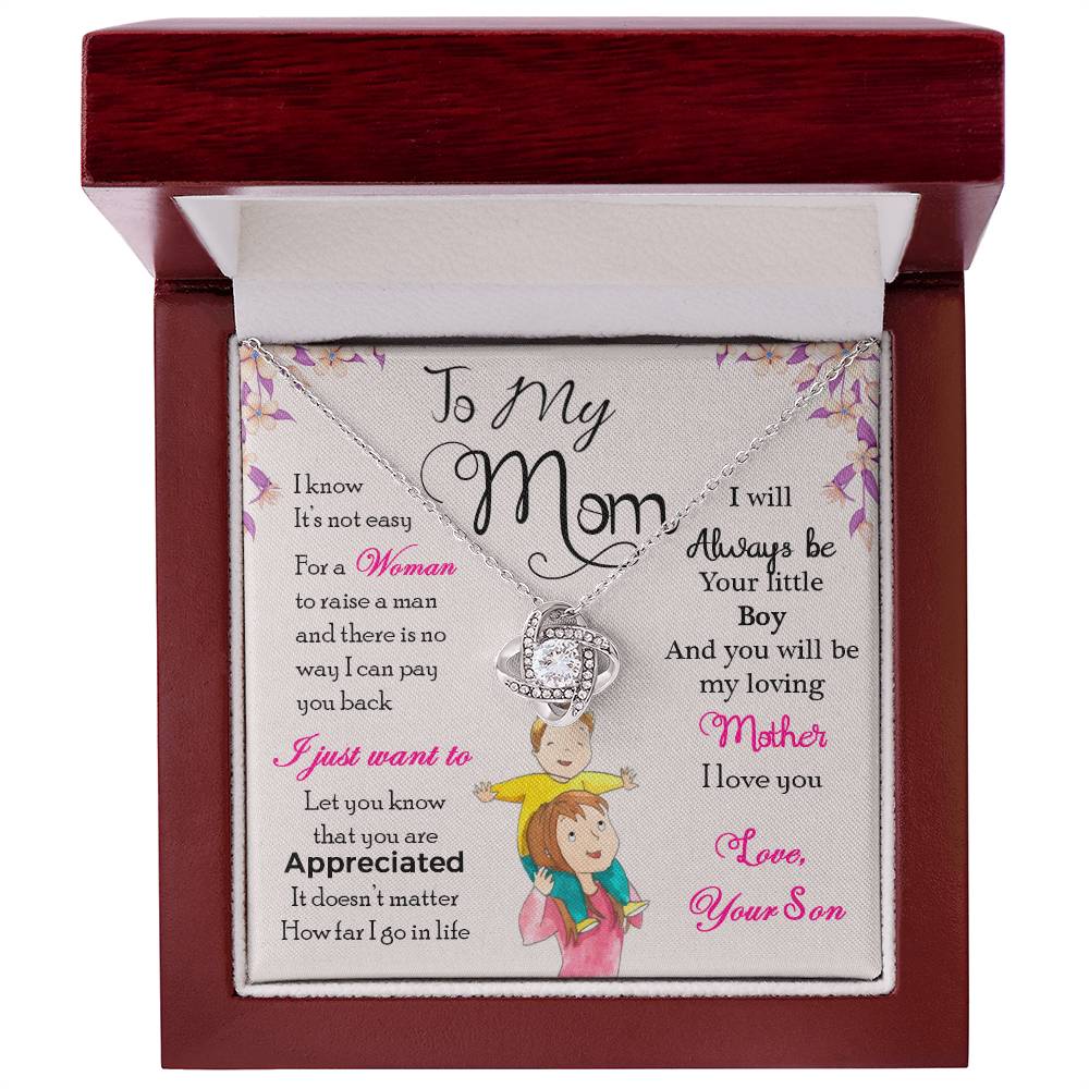 To My Mom, I Will Always Be Your Little Boy - Love knot Necklace-Jewelry-14K White Gold Finish-Luxury Box-4-Chic Pop