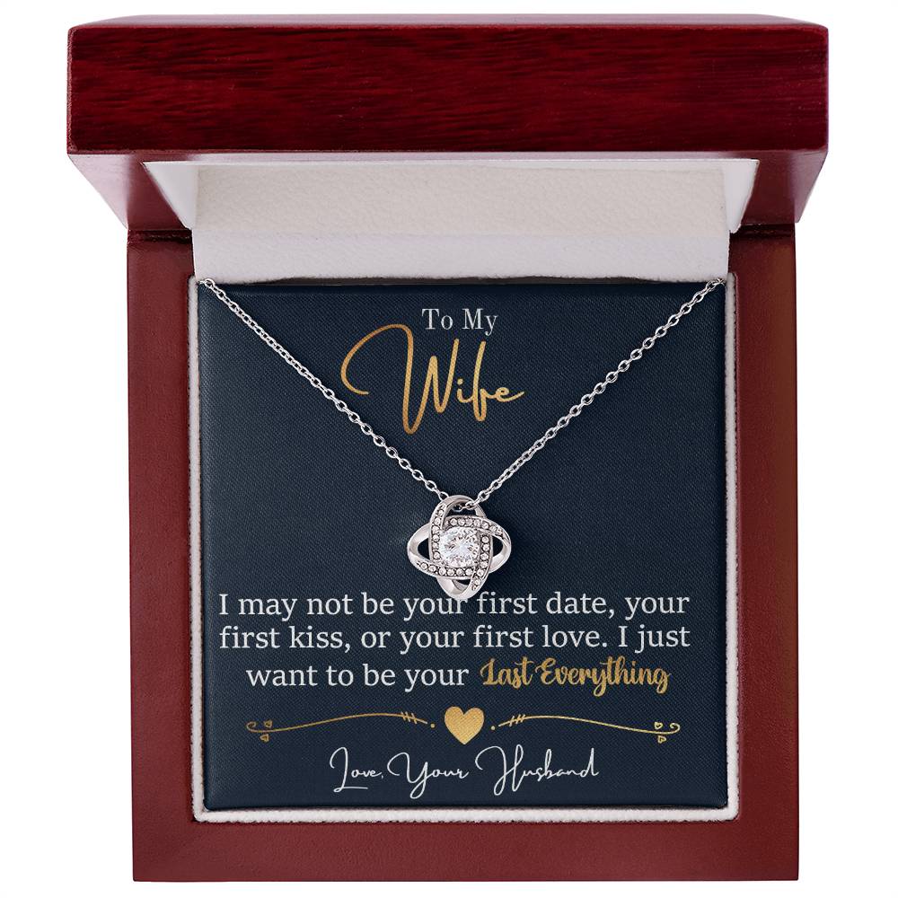 To My Wife, I Want To Be Your Everything - Love knot Necklace-Jewelry-14K White Gold Finish-Luxury Box-4-Chic Pop