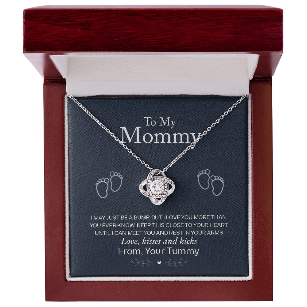 To My Mommy, Love From Your Tummy - Love knot Necklace-Jewelry-14K White Gold Finish-Luxury Box-4-Chic Pop