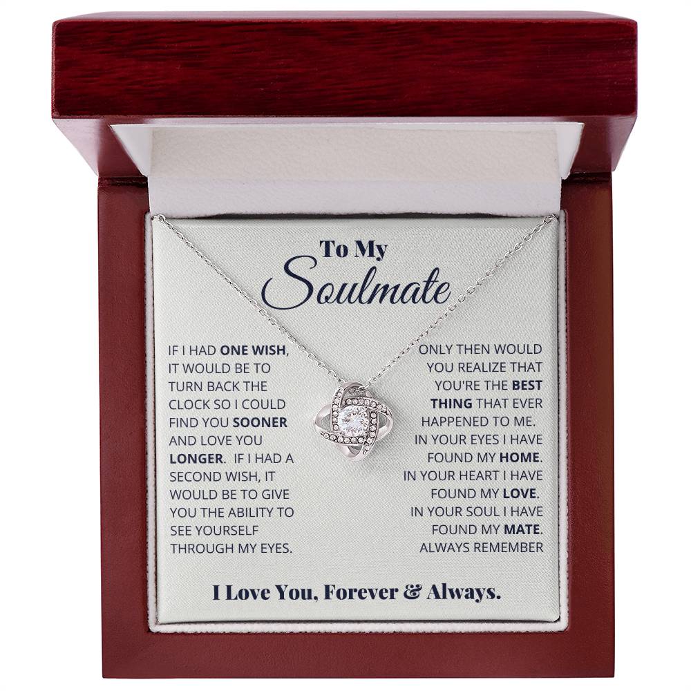 To My Soulmate, I Love You, Forever & Always - Love knot Necklace-Jewelry-14K White Gold Finish-Luxury Box-4-Chic Pop