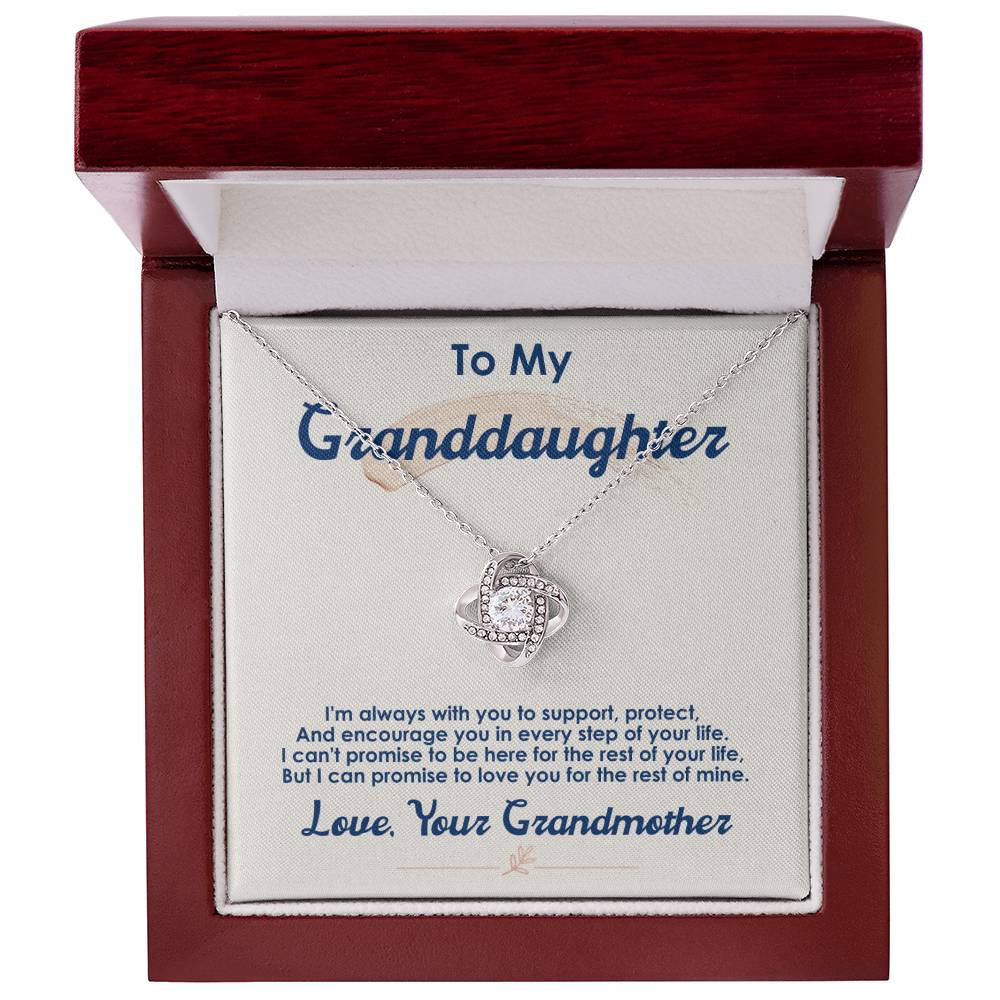 To My Granddaughter, I Love You For The Rest Of My Life - Love knot Necklace-Jewelry-14K White Gold Finish-Luxury Box-4-Chic Pop