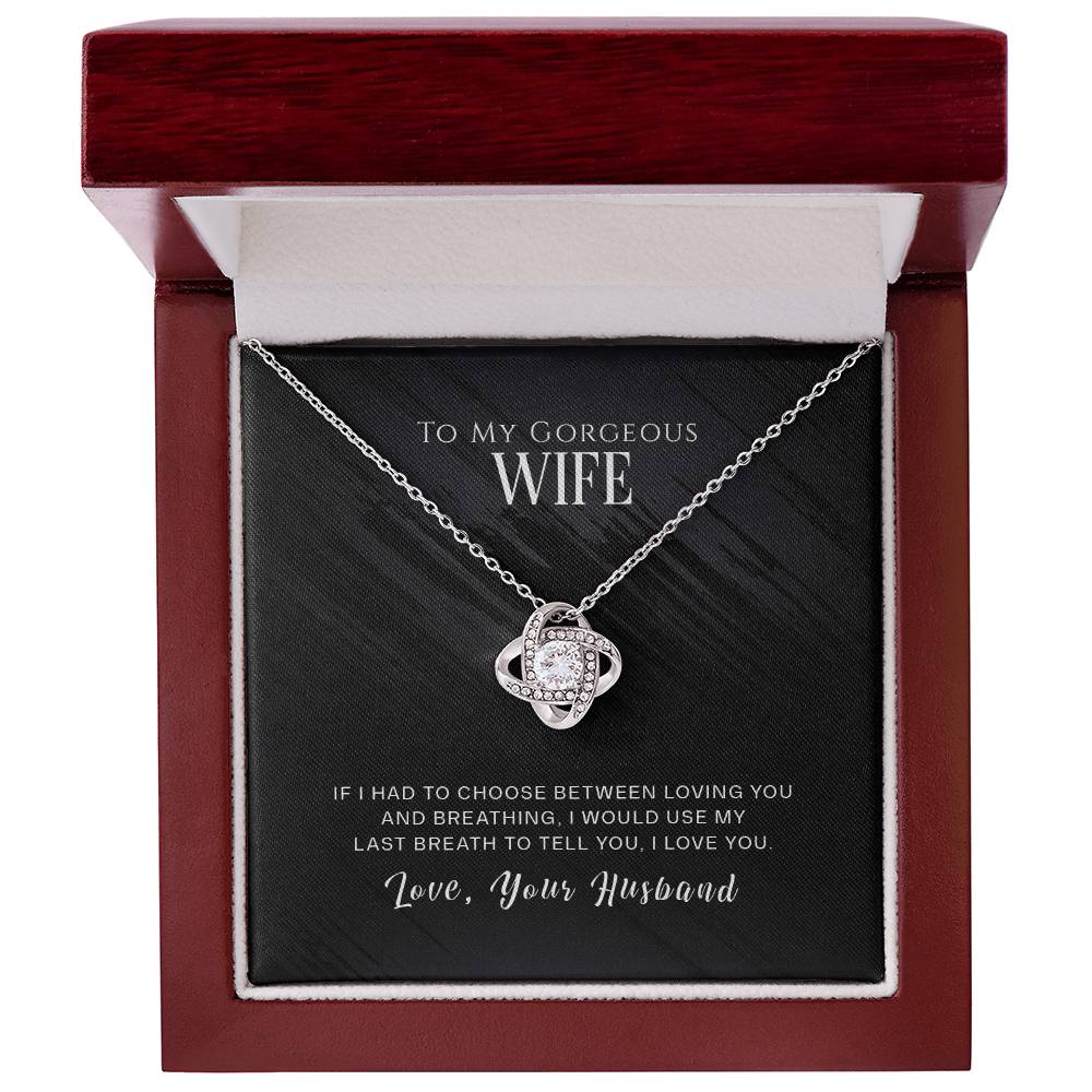 To My Wife, I Love You - Love knot Necklace-Jewelry-14K White Gold Finish-Luxury Box-4-Chic Pop