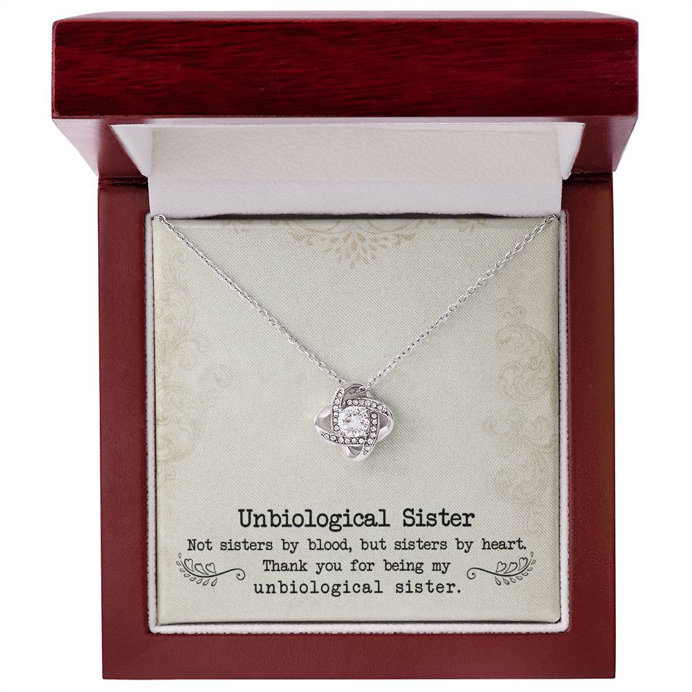 To My Unbiological Sister, Sister By Heart - Love knot Necklace-Jewelry-14K White Gold Finish-Luxury Box-4-Chic Pop