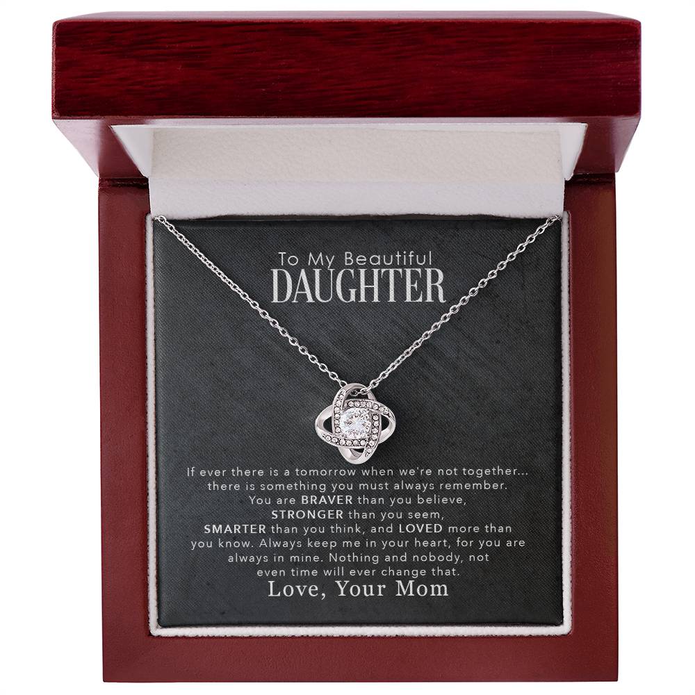 To My Beautiful Daughter, You Are Braver Than You Believe - Love knot Necklace-Jewelry-14K White Gold Finish-Luxury Box-4-Chic Pop