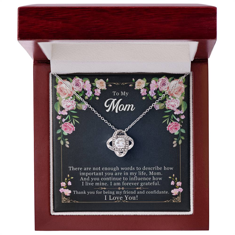 To My Mom, Thank yOU For Being My Friend - Love knot Necklace-Jewelry-14K White Gold Finish-Luxury Box-4-Chic Pop