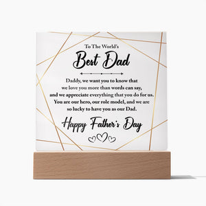 To The World's Best Dad Acrylic Square Template-Jewelry-Wooden Base-1-Chic Pop