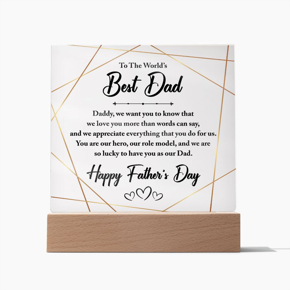 To The World's Best Dad Acrylic Square Template-Jewelry-Wooden Base-1-Chic Pop