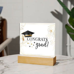 Congrats grad!-Jewelry-Acrylic Square with LED Base-4-Chic Pop