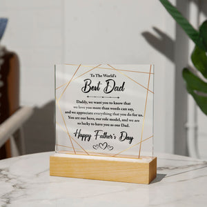 To The World's Best Dad Acrylic Square Template-Jewelry-Acrylic Square with LED Base-4-Chic Pop