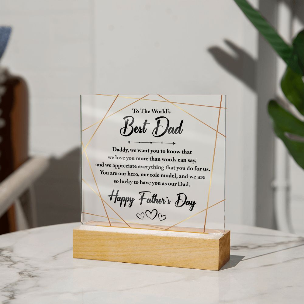 To The World's Best Dad Acrylic Square Template-Jewelry-Wooden Base-2-Chic Pop