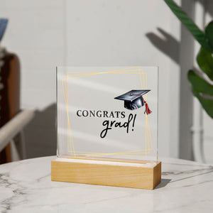 Congrats grad!-Jewelry-Acrylic Square with LED Base-4-Chic Pop