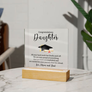 Congratulation Daughter-Jewelry-Acrylic Square with LED Base-4-Chic Pop