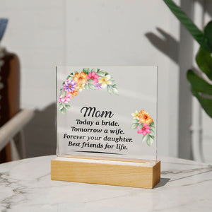 Mom Today A Bride-Jewelry-Acrylic Square with LED Base-4-Chic Pop