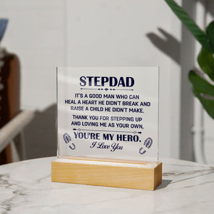 Stepdad It's A Good Man Who Can Heal A Heart He Didn't Break-Jewelry-Acrylic Square with LED Base-4-Chic Pop