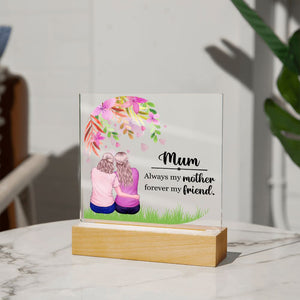 Mum Always My Mother-Jewelry-Acrylic Square with LED Base-4-Chic Pop