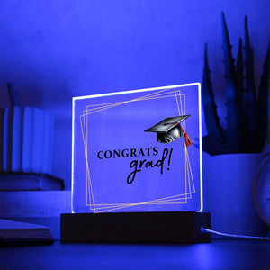 Congrats grad!-Jewelry-Acrylic Square with LED Base-4-Chic Pop