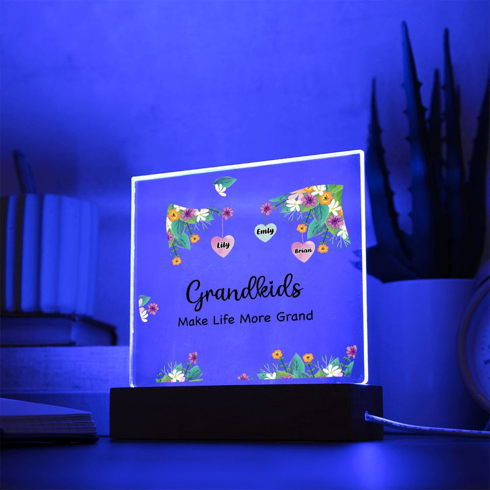 Grandkids Make Life More Grand-Jewelry-Acrylic Square with LED Base-4-Chic Pop