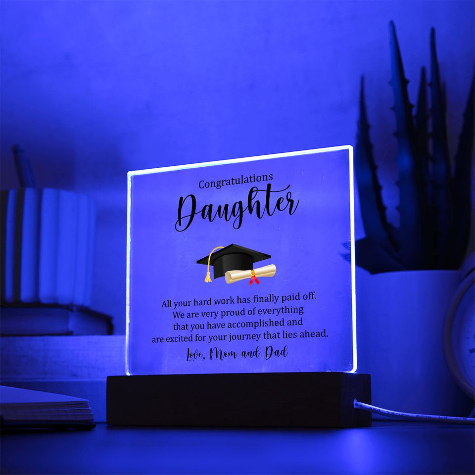 Congratulation Daughter-Jewelry-Acrylic Square with LED Base-4-Chic Pop