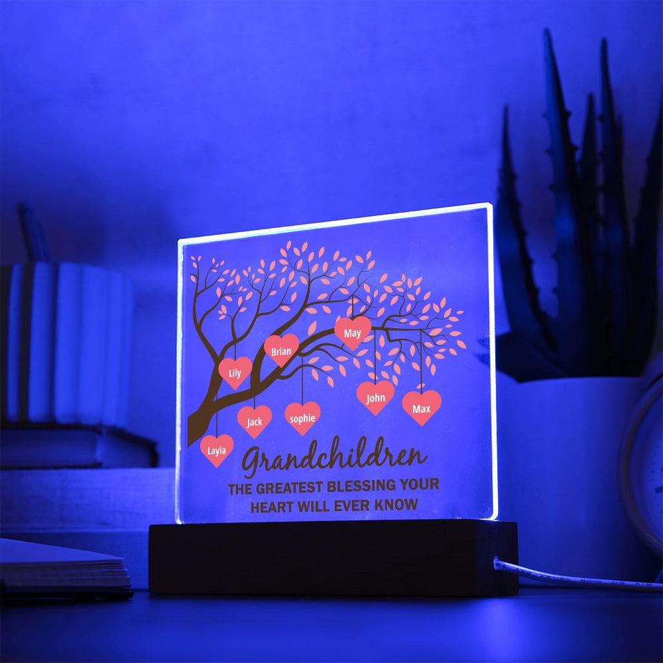 Grandchildren The Greatest Blessing-Jewelry-Acrylic Square with LED Base-4-Chic Pop