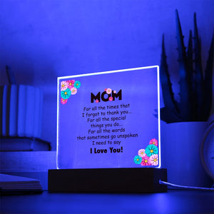 Mom For All The Time-Jewelry-Acrylic Square with LED Base-4-Chic Pop