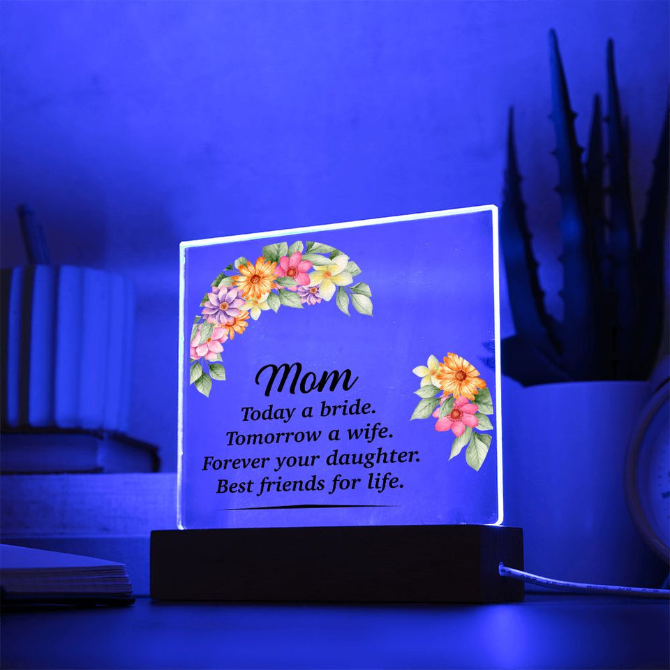 Mom Today A Bride-Jewelry-Acrylic Square with LED Base-4-Chic Pop