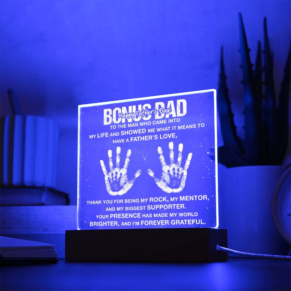 Bonus Dad To the man who came into-Jewelry-Acrylic Square with LED Base-4-Chic Pop