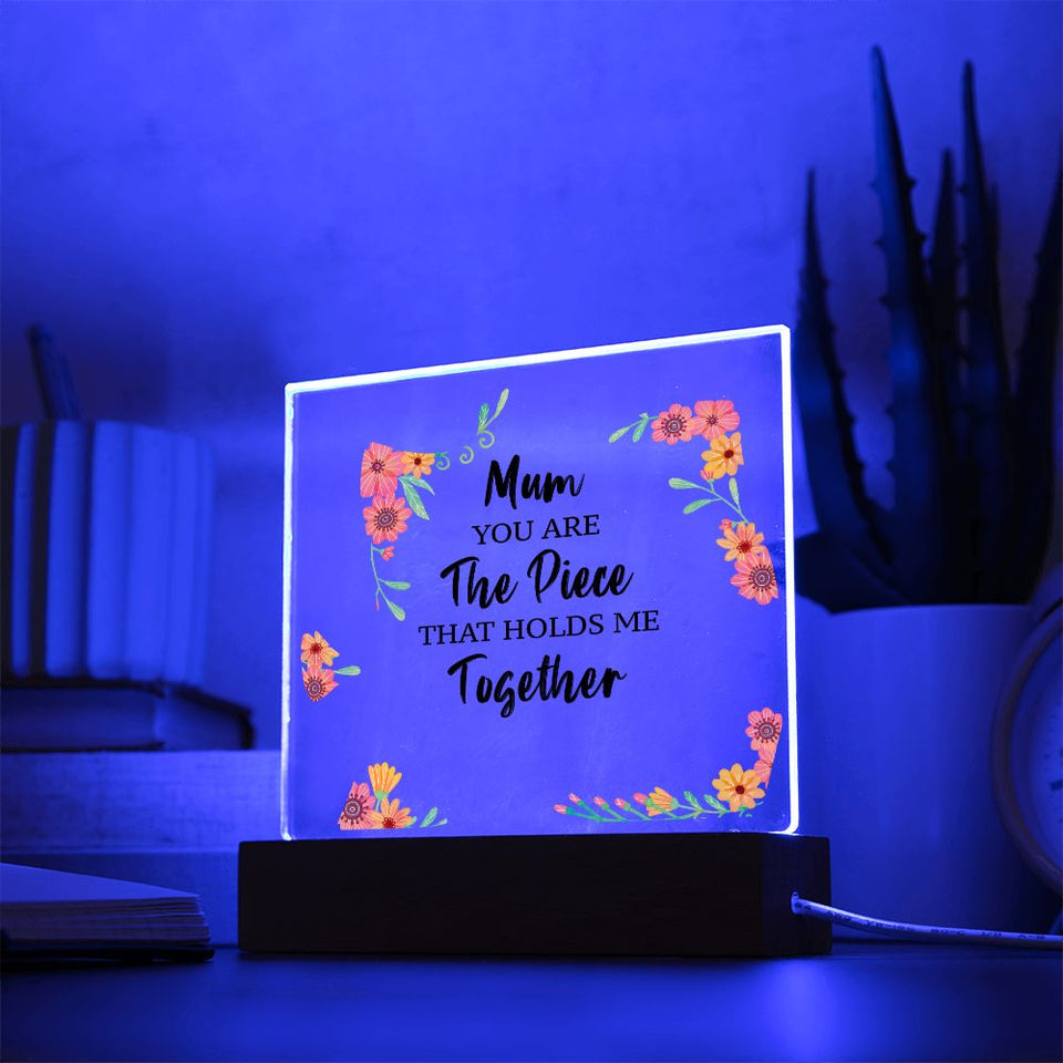 Mum You Are The Piece-Jewelry-Acrylic Square with LED Base-4-Chic Pop