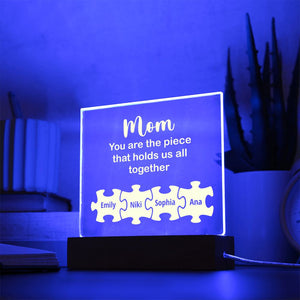 Mom You Are The Piece-Jewelry-Acrylic Square with LED Base-4-Chic Pop