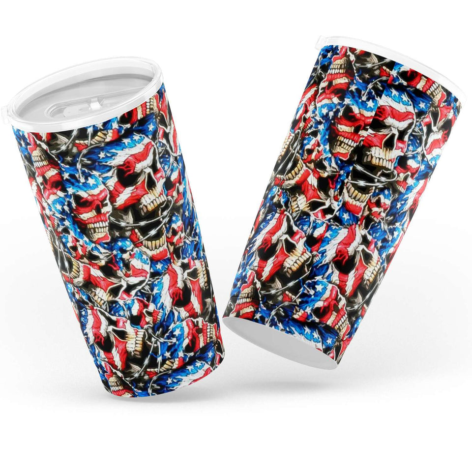 American Barbwire Skulls-20oz Tumbler - AOP-20oz-3-Chic Pop
