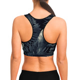 Tropical Floral Black Sports bra-Sports Bra - AOP-XS-2-Chic Pop