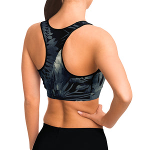 Tropical Floral Black Sports bra-Sports Bra - AOP-XS-4-Chic Pop