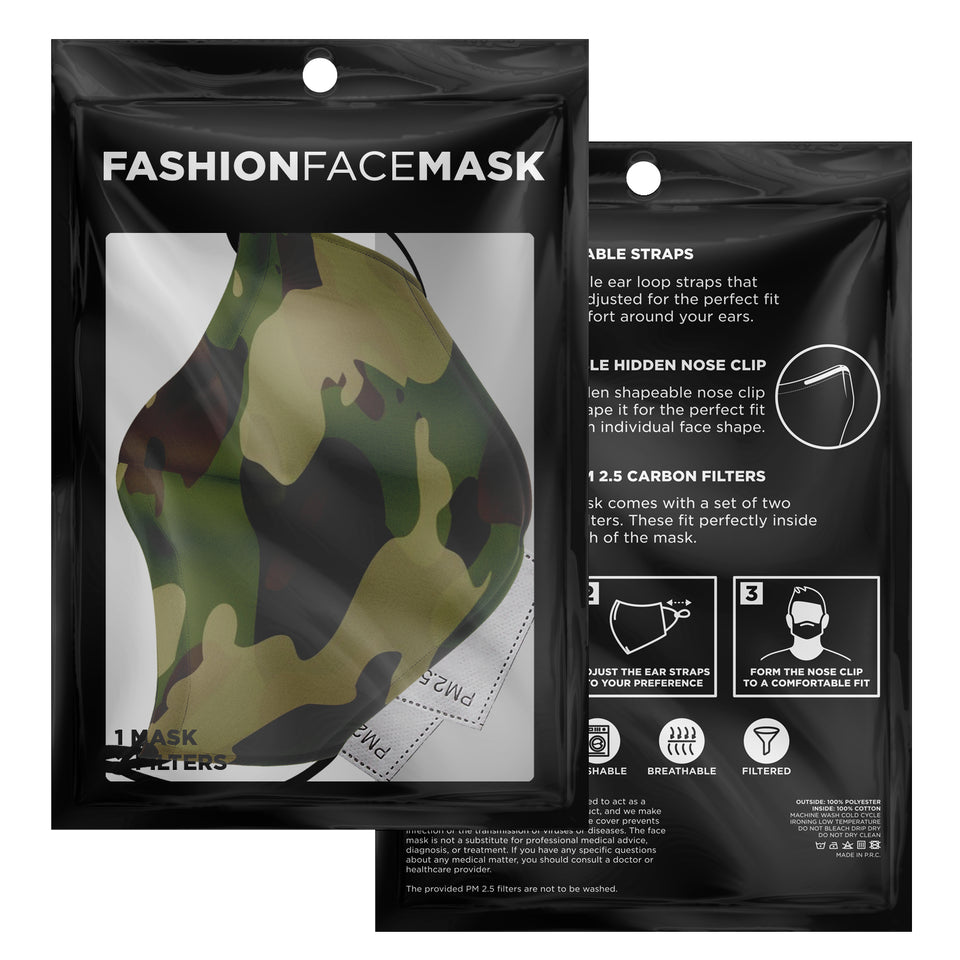 Green Camo Face Mask - Camouflage-Fashion Face Mask - AOP-1pc - Adult Fashion Face Mask-No additional filters-3-Chic Pop