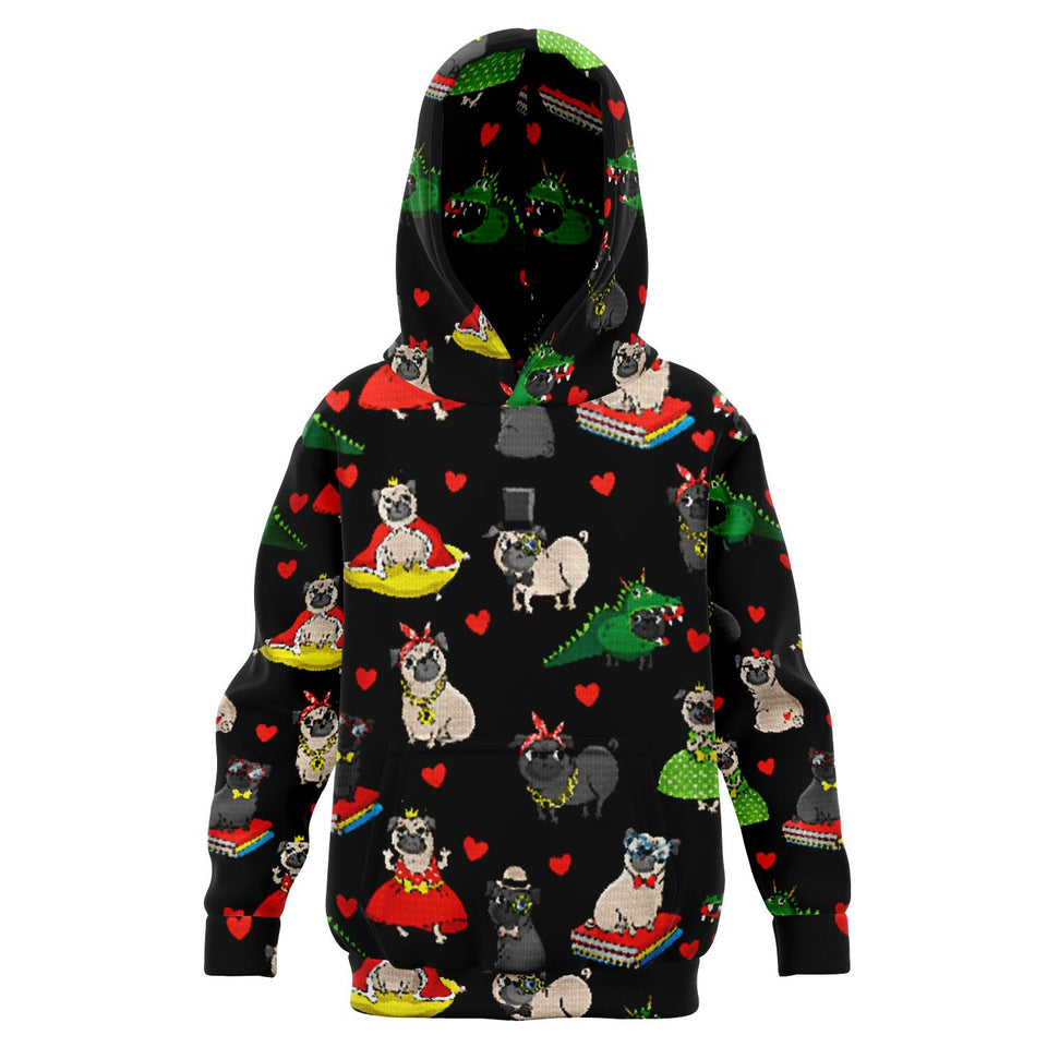 Pugs Kids Hoodie'-Fashion Kids Hoodie - AOP-XXS - 1/2 Years-1-Chic Pop