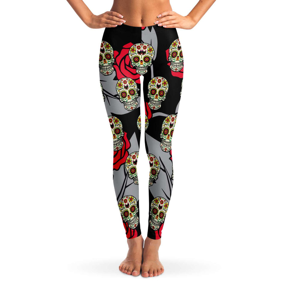 Sugar Skull-Leggings - AOP-XS-1-Chic Pop