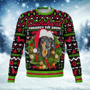Dachshund Through The Snow Sweatshirt-Fashion Sweatshirt - AOP-XS-1-Chic Pop