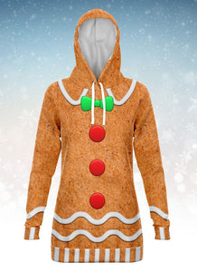 Gingerbread-Fashion Longline Hoodie - AOP-XS-1-Chic Pop