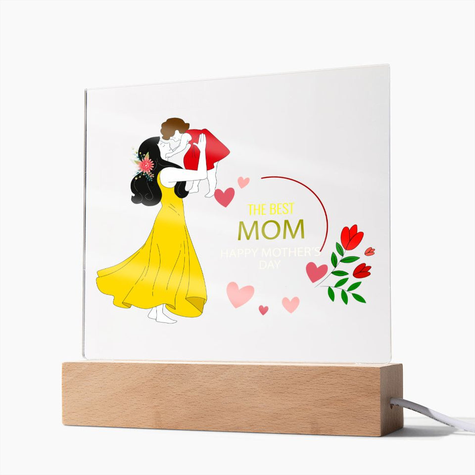 The Best Mom-Jewelry-Acrylic Square with LED Base-8-Chic Pop