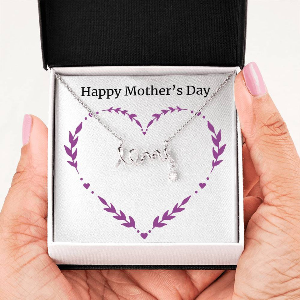 Happy Mother's Day-Jewelry-High Polished .316 Surgical Steel Scripted Love-1-Chic Pop