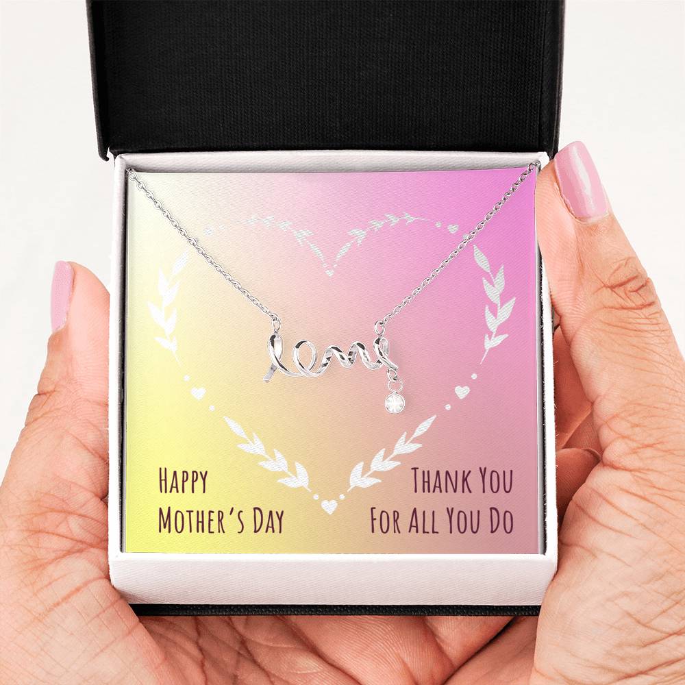 Thank You For All You Do-Jewelry-High Polished .316 Surgical Steel Scripted Love-1-Chic Pop